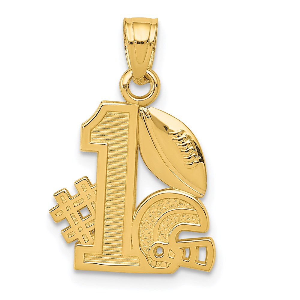 14K Yellow Gold #1 Football W/ Helmet Charm