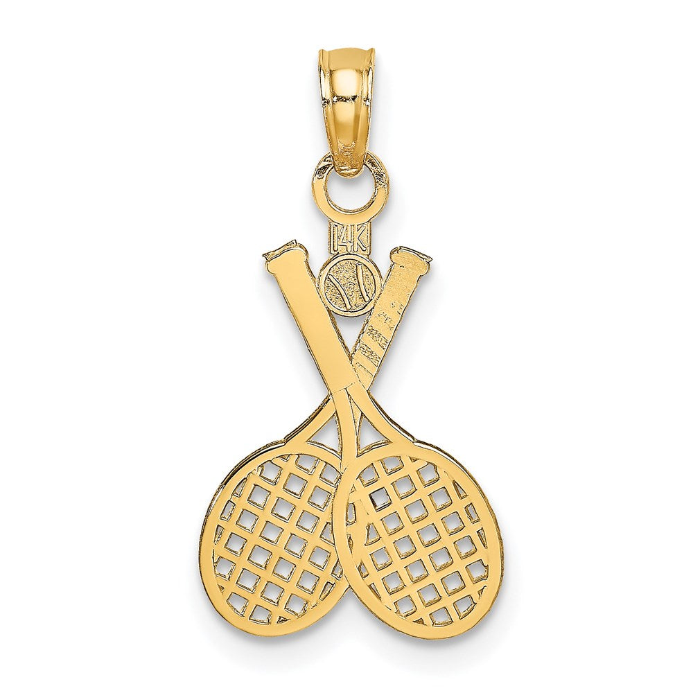 14K Yellow Gold Double Tennis Racket W/ Ball Charm
