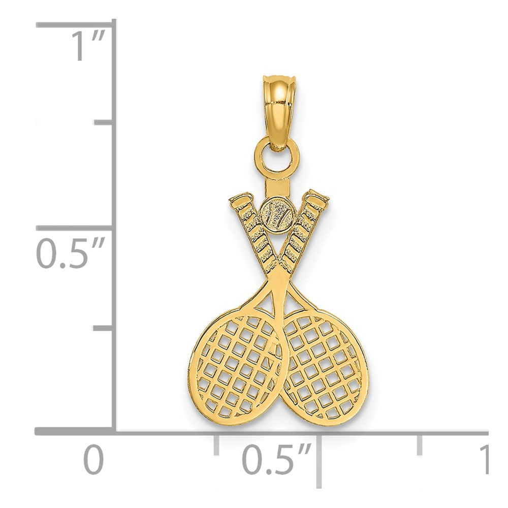 14K Yellow Gold Double Tennis Racket W/ Ball Charm