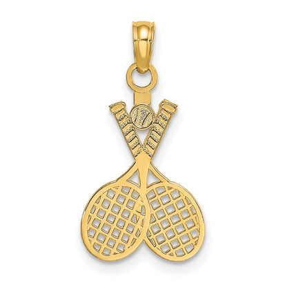 14K Yellow Gold Double Tennis Racket W/ Ball Charm