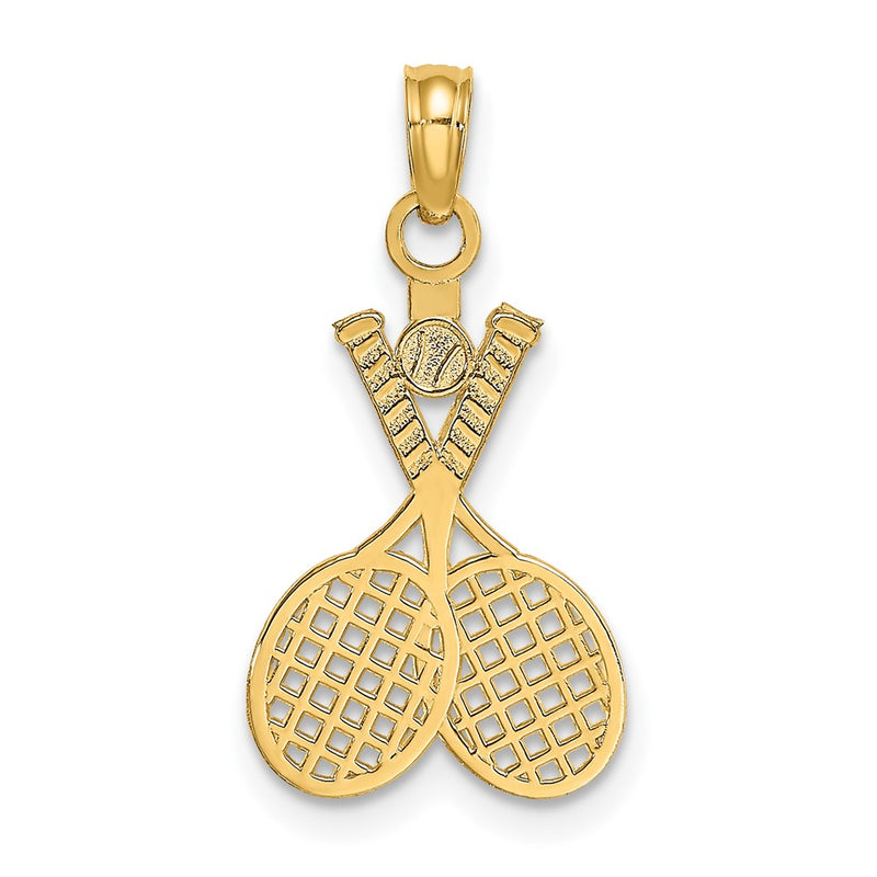 14K Yellow Gold Double Tennis Racket W/ Ball Charm
