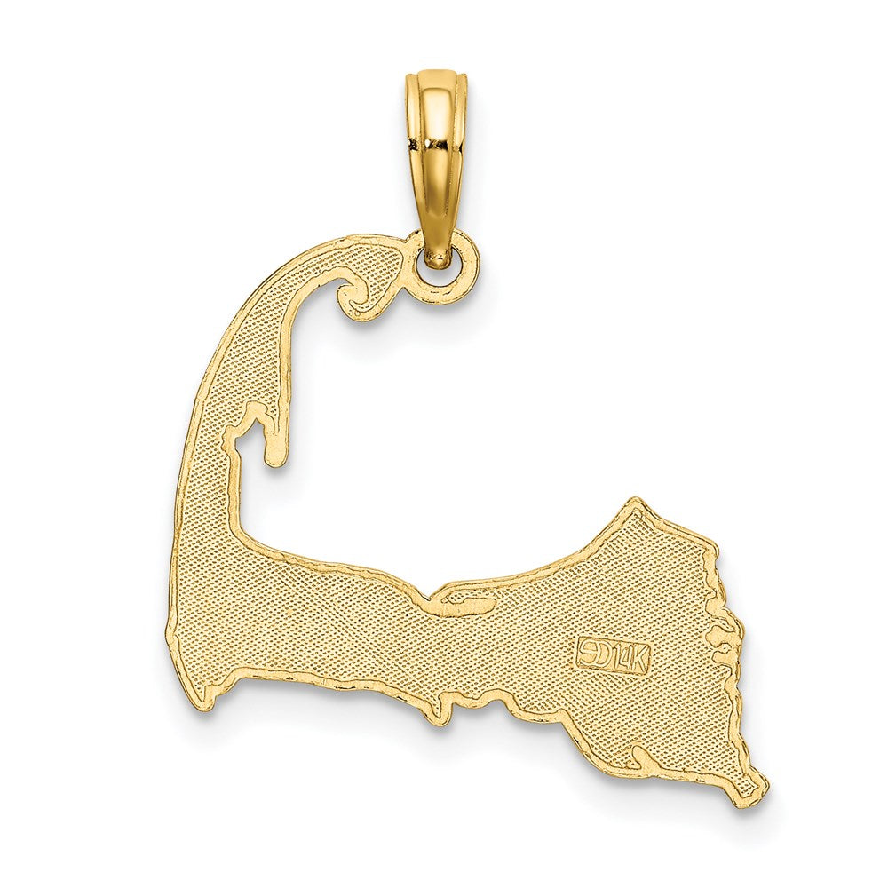 14K Yellow Gold Cape Cod Map Charm