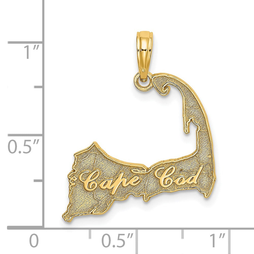 14K Yellow Gold Cape Cod Map Charm
