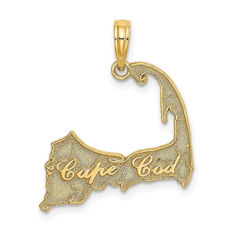 14K Yellow Gold Cape Cod Map Charm