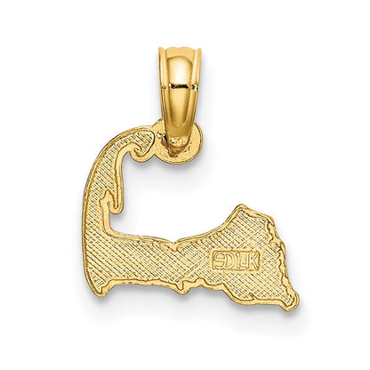 14K Yellow Gold Cape Cod Map Charm