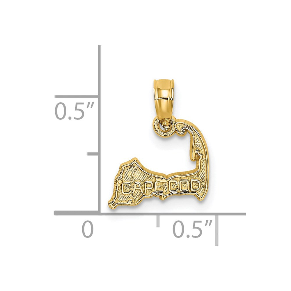 14K Yellow Gold Cape Cod Map Charm