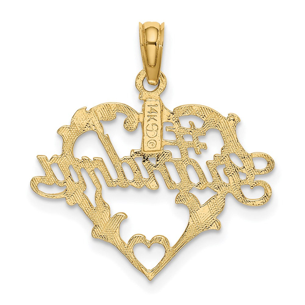 14K Yellow Gold #1 Script Grandma In Heart Charm