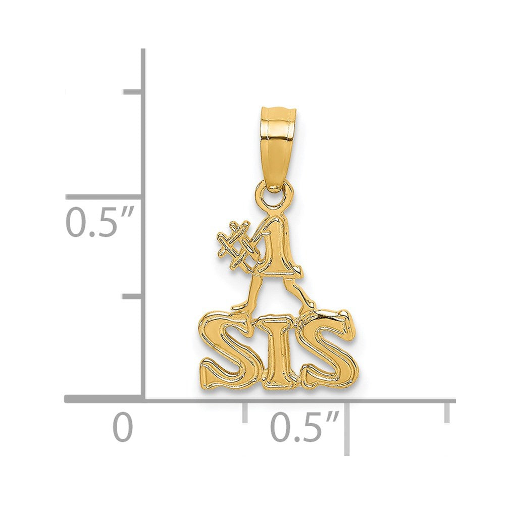 14K Yellow Gold Polished #1 Sis Charm