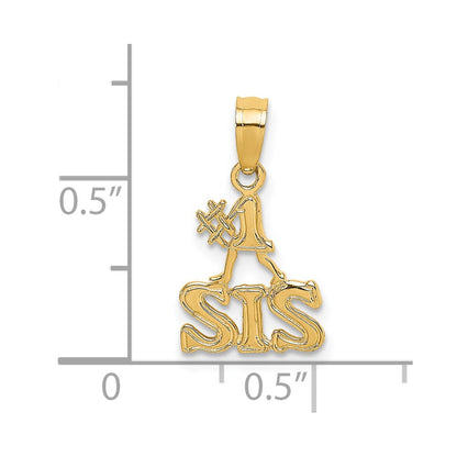 14K Yellow Gold Polished #1 Sis Charm