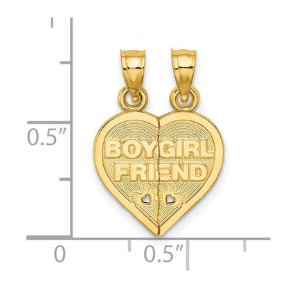 14K Yellow Gold Boy/Girl Friend Break-Apart Heart Charm