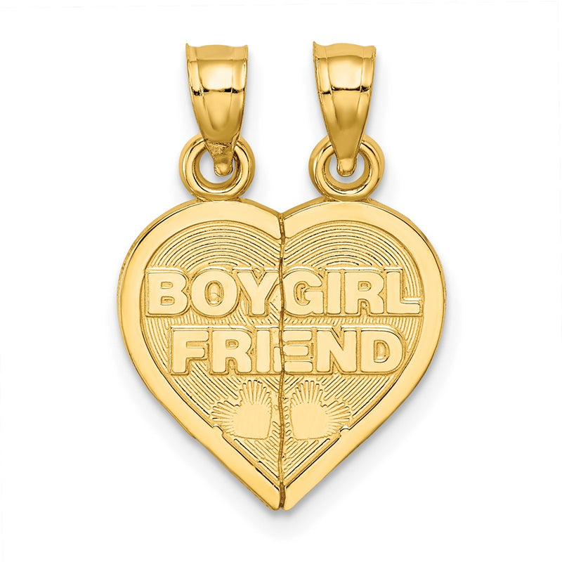 14K Yellow Gold Boy/Girl Friend Break-Apart Heart Charm