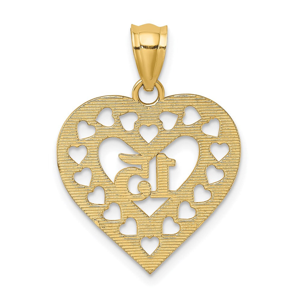 14K Yellow Gold 15 In Cut-Out Heart Charm