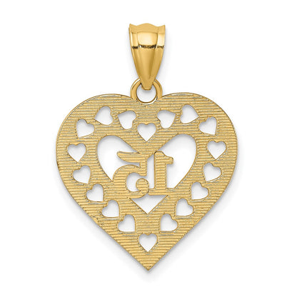 14K Yellow Gold 15 In Cut-Out Heart Charm