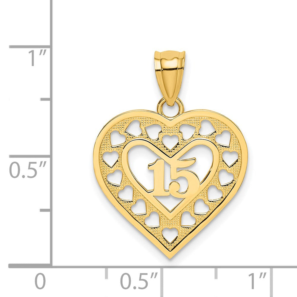 14K Yellow Gold 15 In Cut-Out Heart Charm