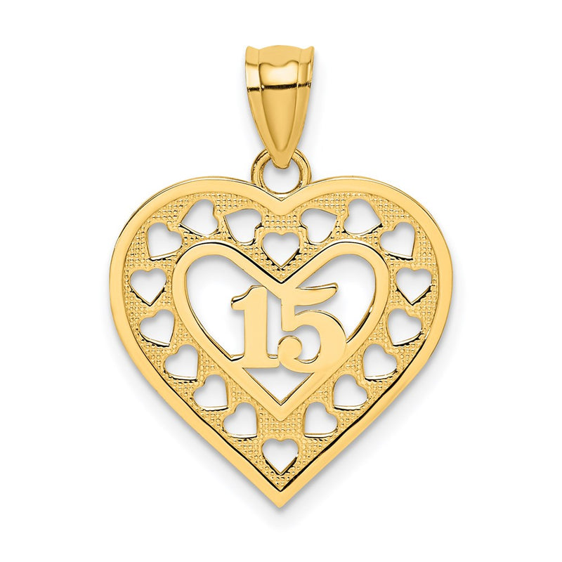 14K Yellow Gold 15 In Cut-Out Heart Charm