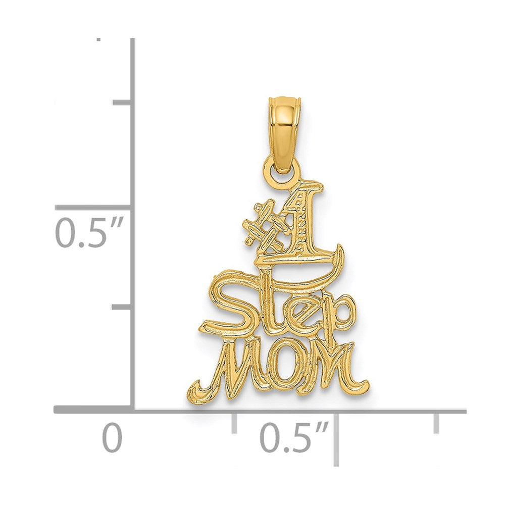 14K Yellow Gold Polished Engraved #1 Step Mom Charm