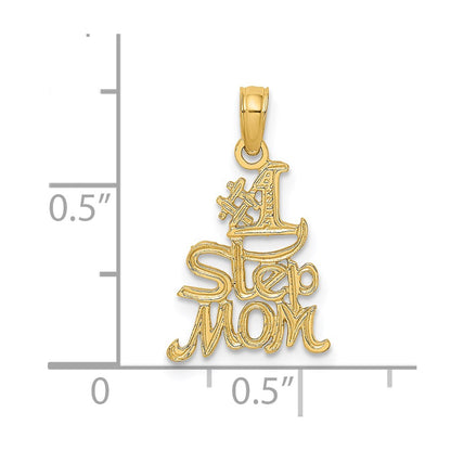 14K Yellow Gold Polished Engraved #1 Step Mom Charm