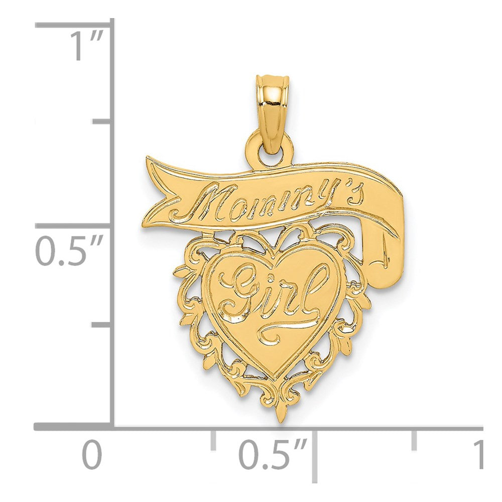 14K Yellow Gold Mommy'S Girl In Heart W/Banner Charm