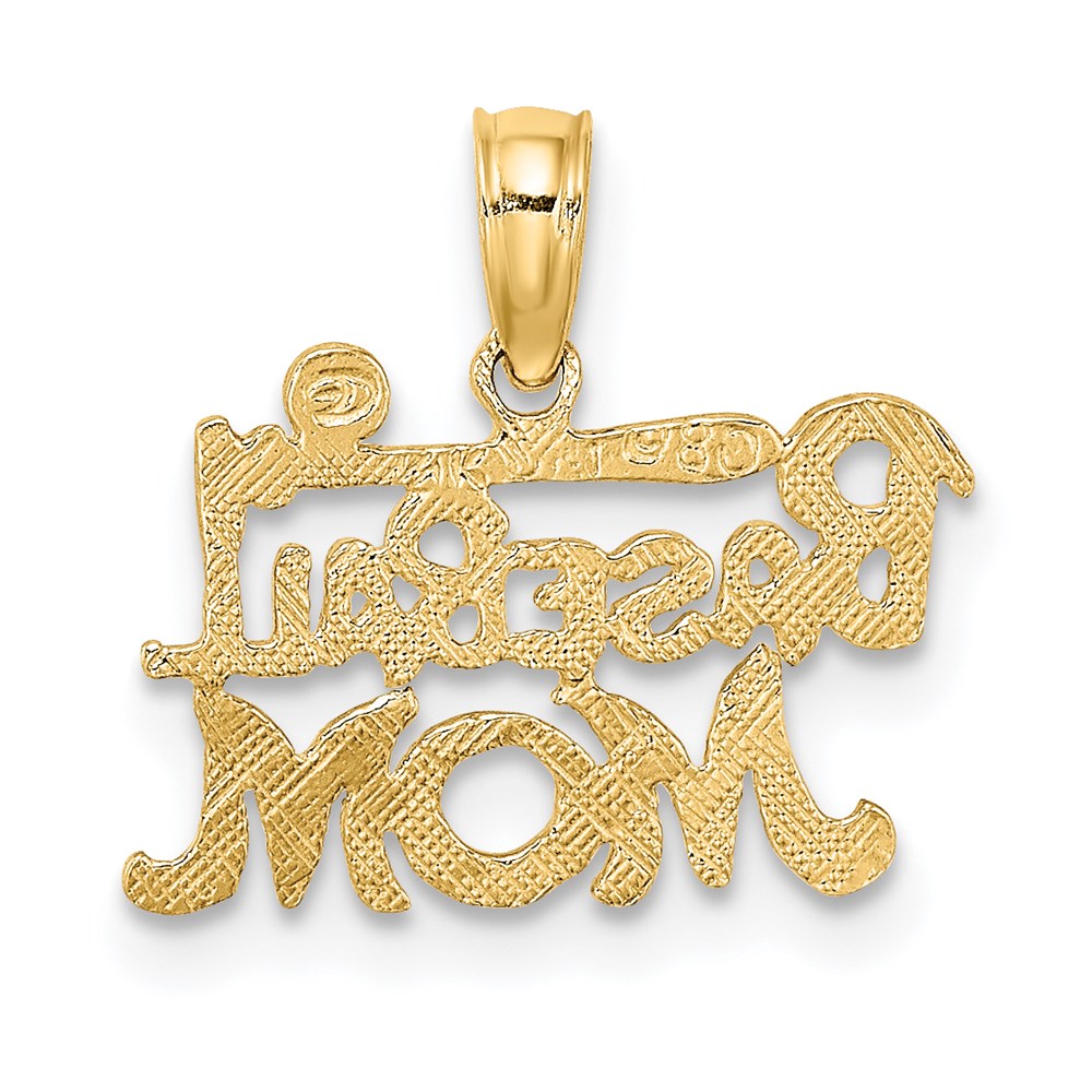 14K Yellow Gold Baseball Mom Charm