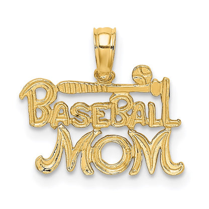 14K Yellow Gold Baseball Mom Charm