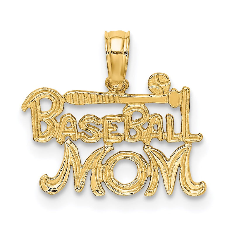 14K Yellow Gold Baseball Mom Charm