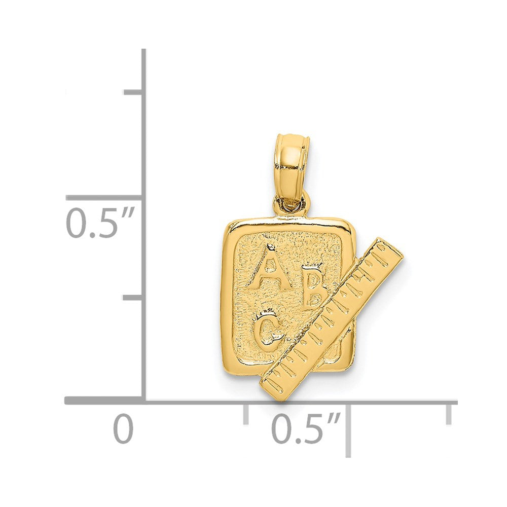 14K Yellow Gold School Book And Ruler Charm
