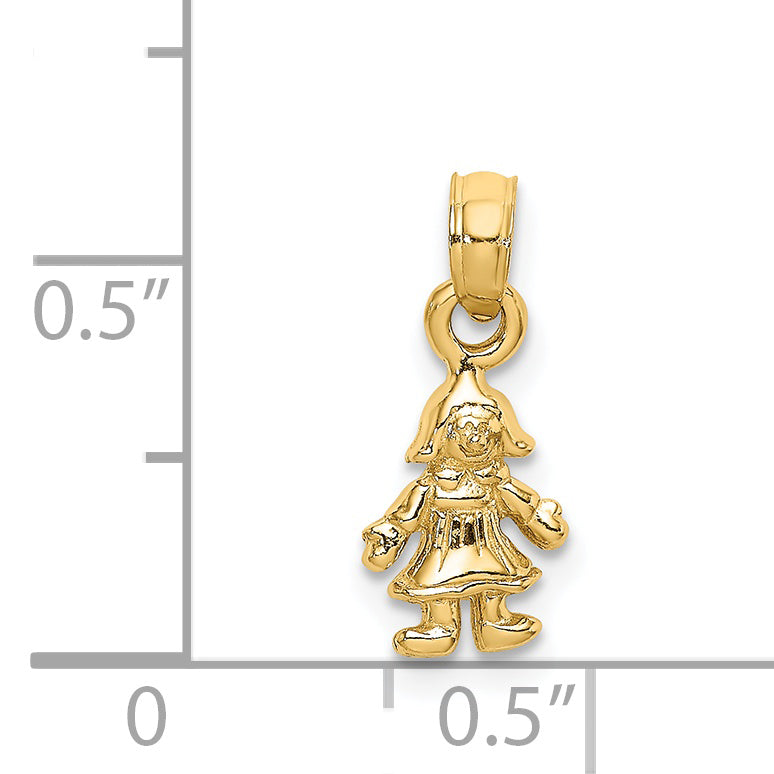 14K Yellow Gold 3-D Mini Doll Charm