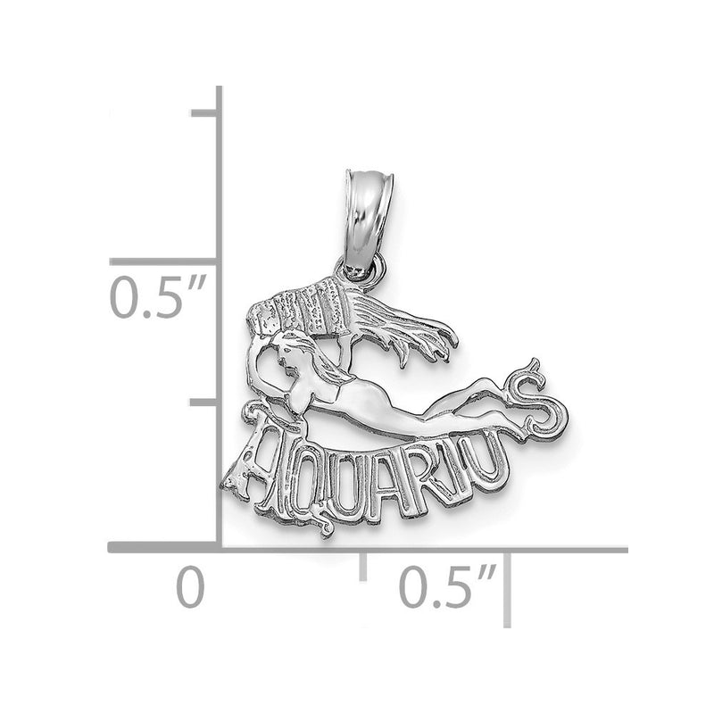14K White Gold Wg Aquarius Zodiac Charm