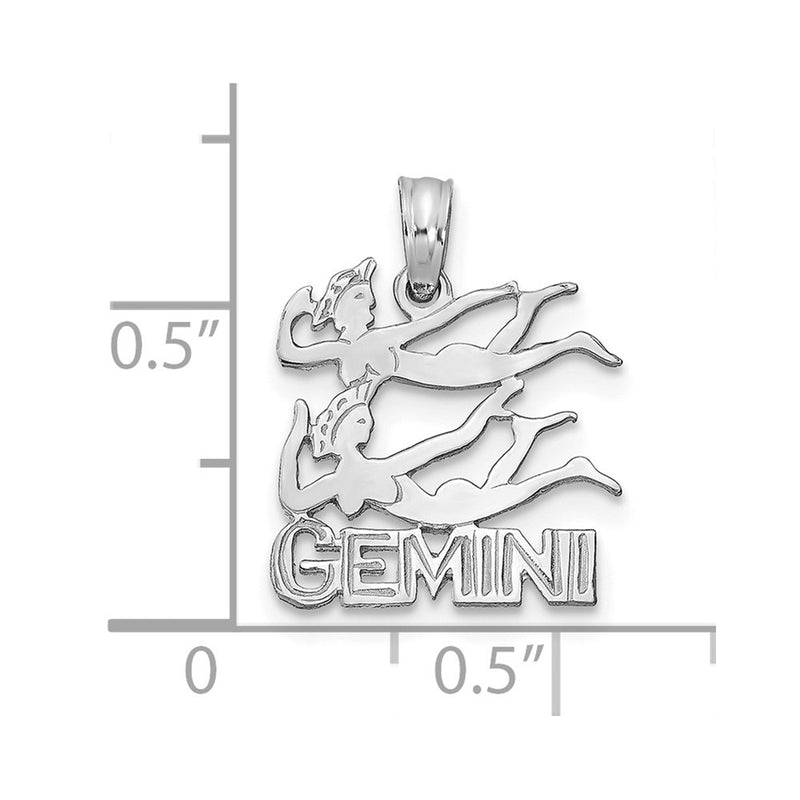 14K White Gold Wg Gemini Zodiac Charm