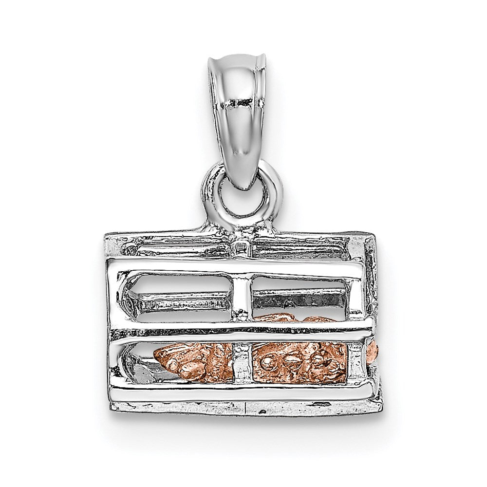 14K White/Rose Gold Two-Tone 3D Lobster Trap Moveable Charm