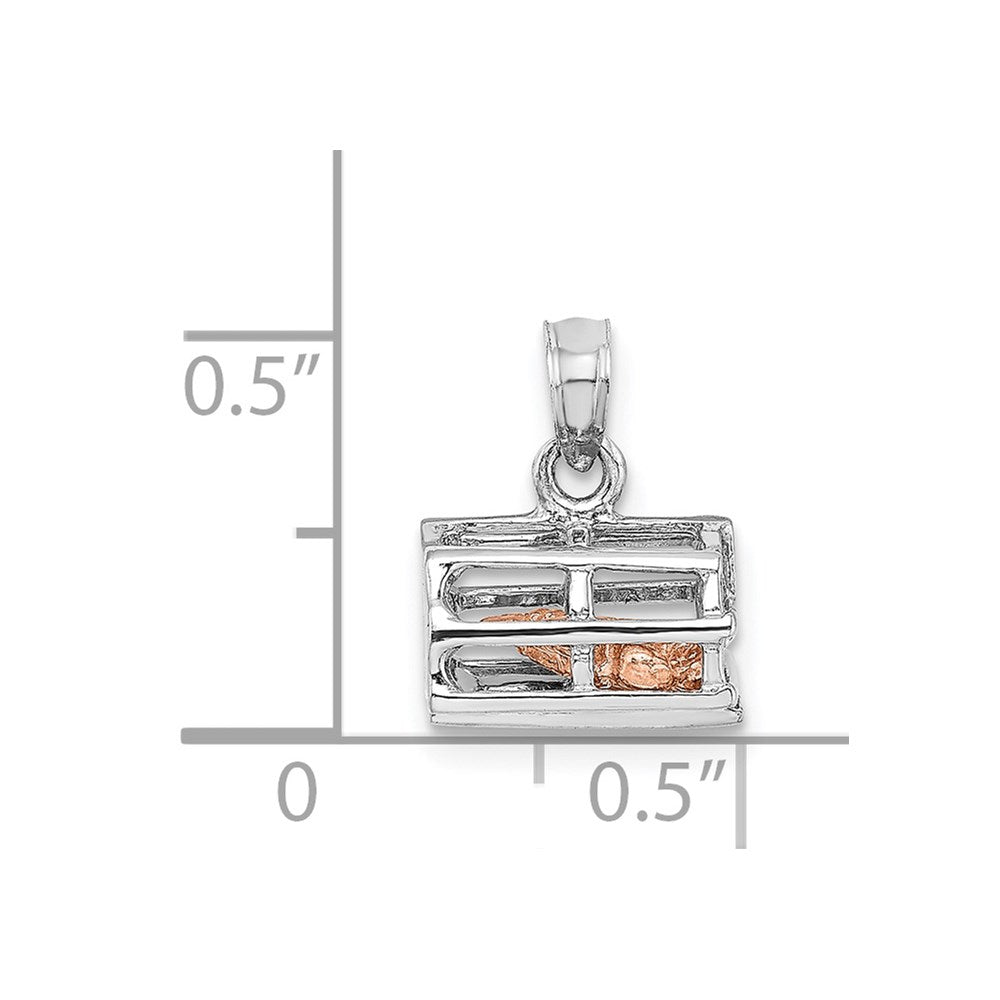 14K White/Rose Gold Two-Tone 3D Lobster Trap Moveable Charm