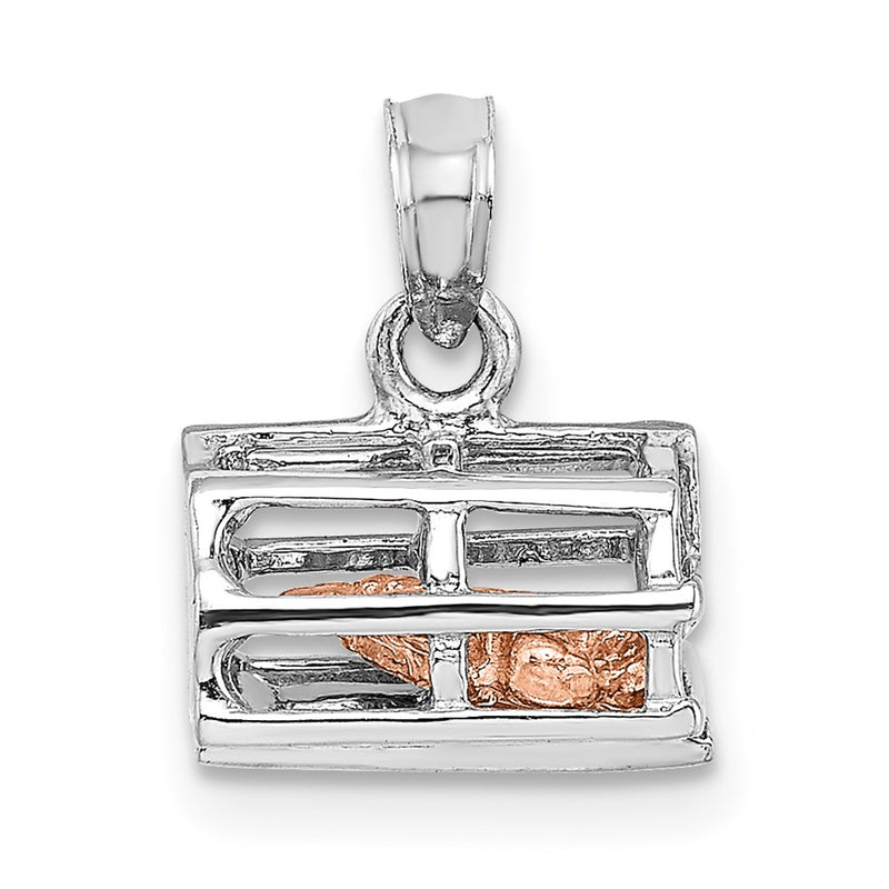 14K White/Rose Gold Two-Tone 3D Lobster Trap Moveable Charm