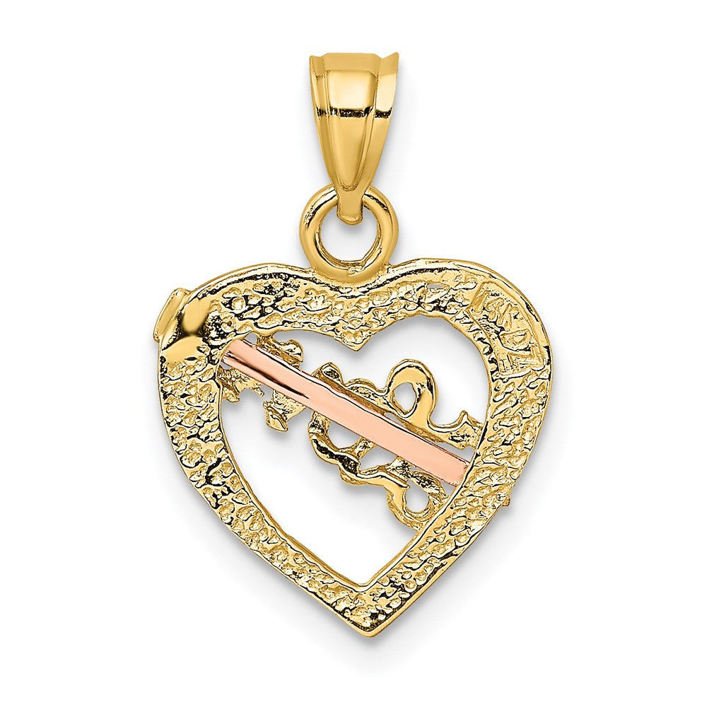 14K Two-Tone Yellow And Rose Gold W/ White Rhodium Love Heart Arrow Charm