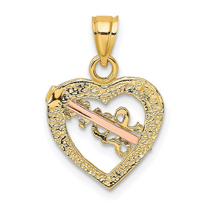 14K Two-Tone Yellow And Rose Gold W/ White Rhodium Love Heart Arrow Charm