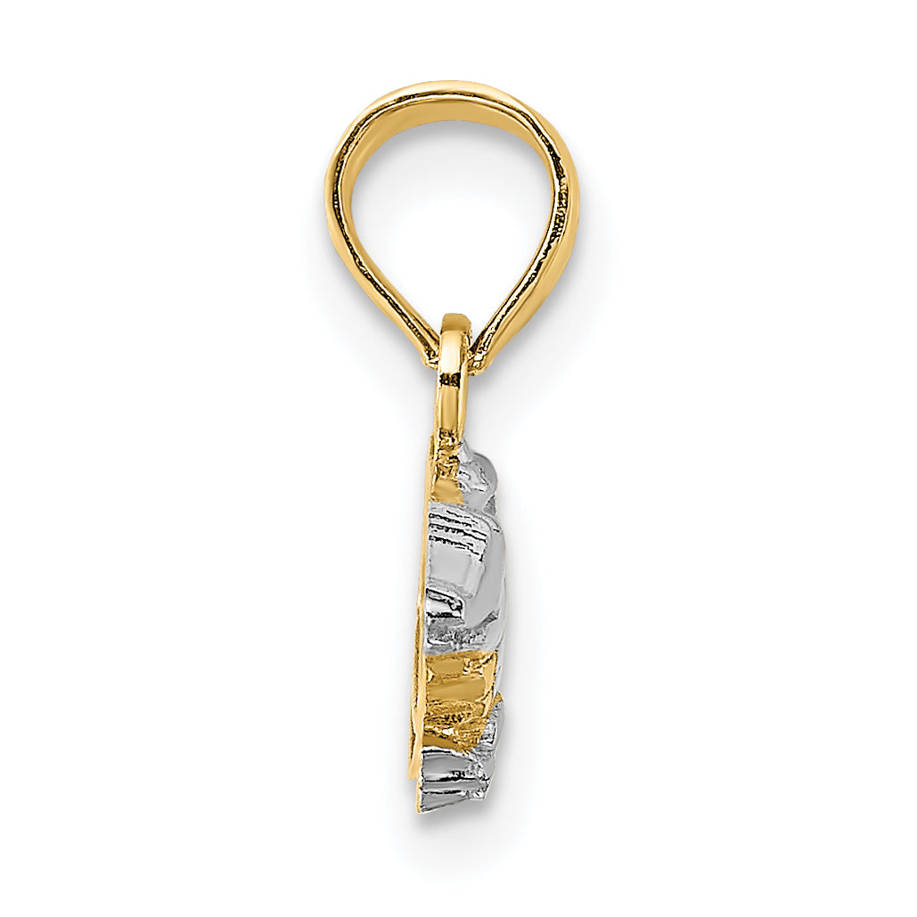 14K Yellow & Rhodium W/Rhodium 2-D Alligator Charm