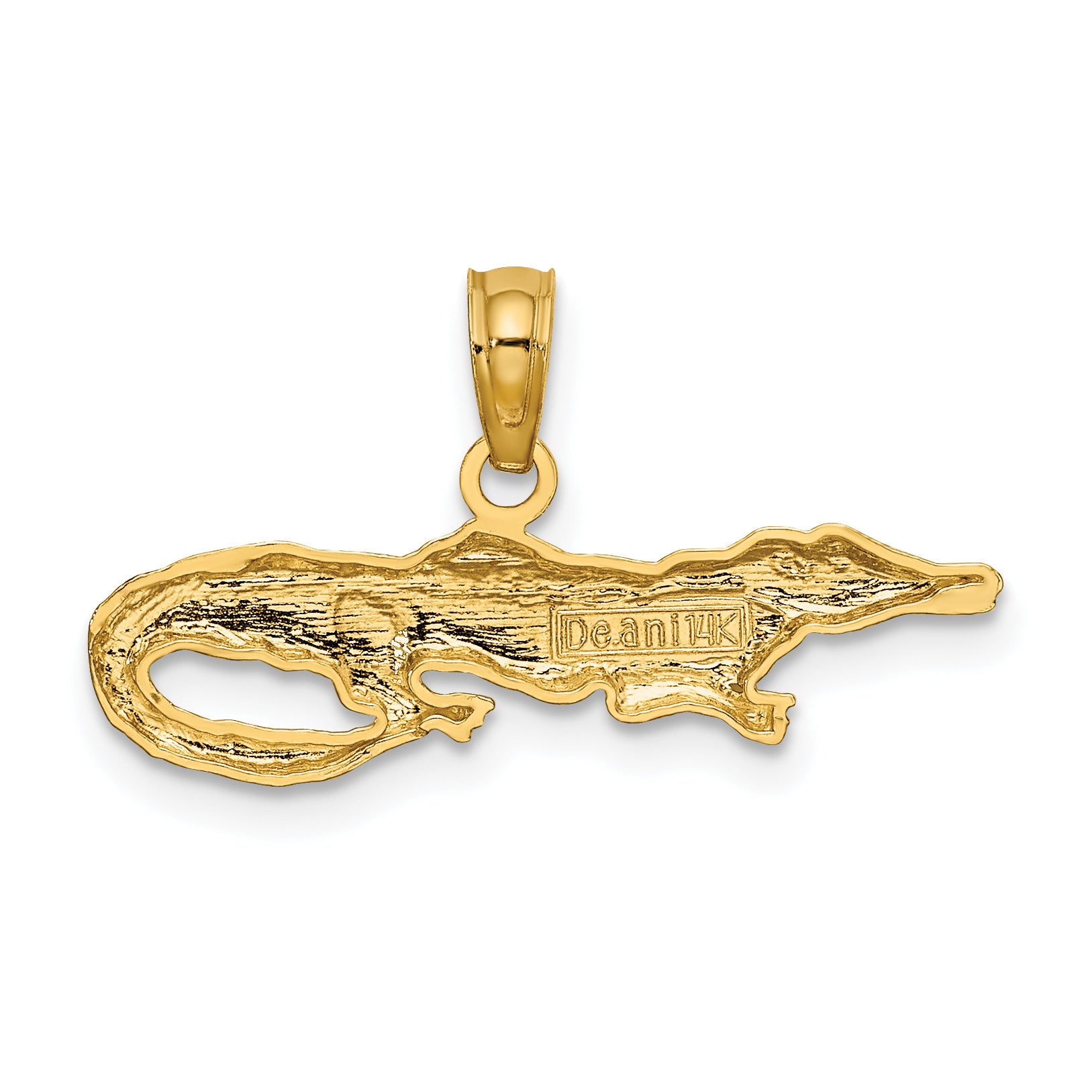 14K Yellow & Rhodium W/Rhodium 2-D Alligator Charm