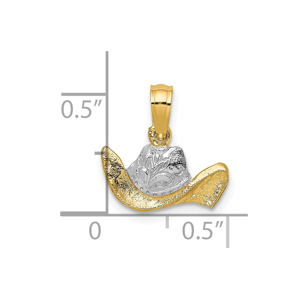14K Yellow & Rhodium W/ Cowboy Hat Charm