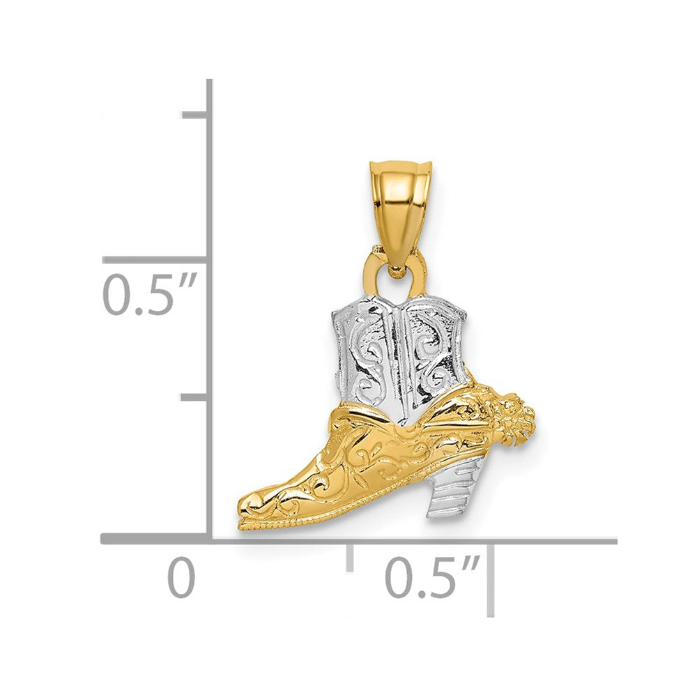 14K Yellow & Rhodium W/ Cowboy Boot Charm