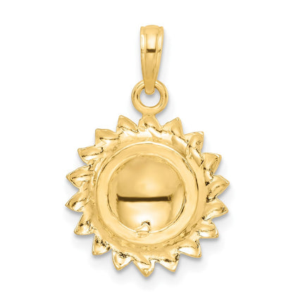 14k Tri-Color Gold Sunflower w/ LOVE Pendant