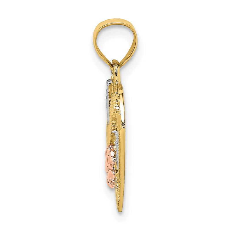 14K Two-Tone White Rhodium #1 Grandma In Heart Charm