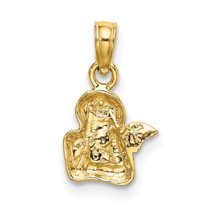14K Yellow & Rhodium Angel Resting On Elbow W/ Wing Charm
