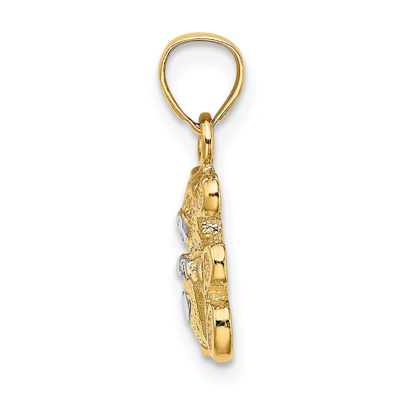 14K Yellow & Rhodium W/Rhodium Teddy Bear Charm
