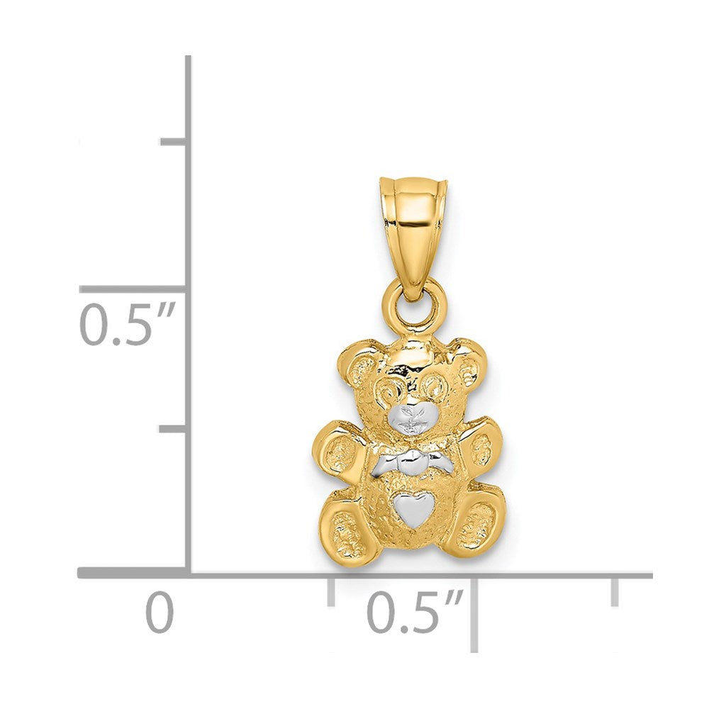 14K Yellow & Rhodium W/Rhodium Teddy Bear Charm