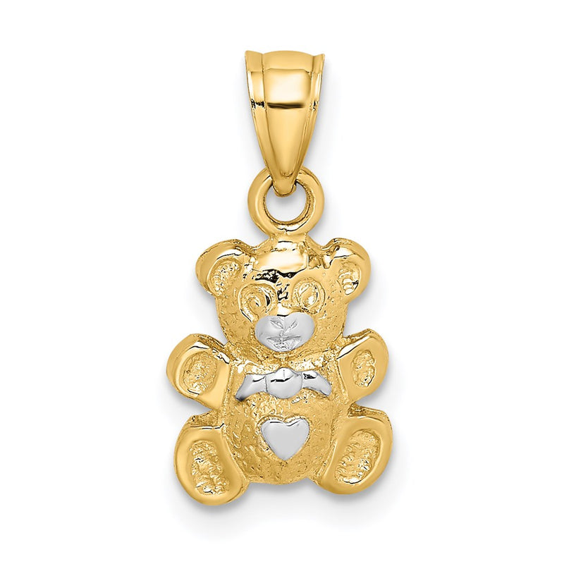 14K Yellow & Rhodium W/Rhodium Teddy Bear Charm