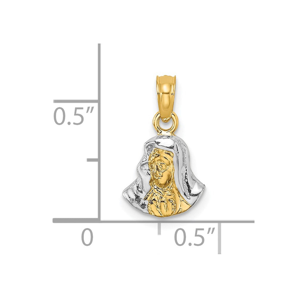 14K Yellow & Rhodium W/ Mary Mother Of Jesus Charm