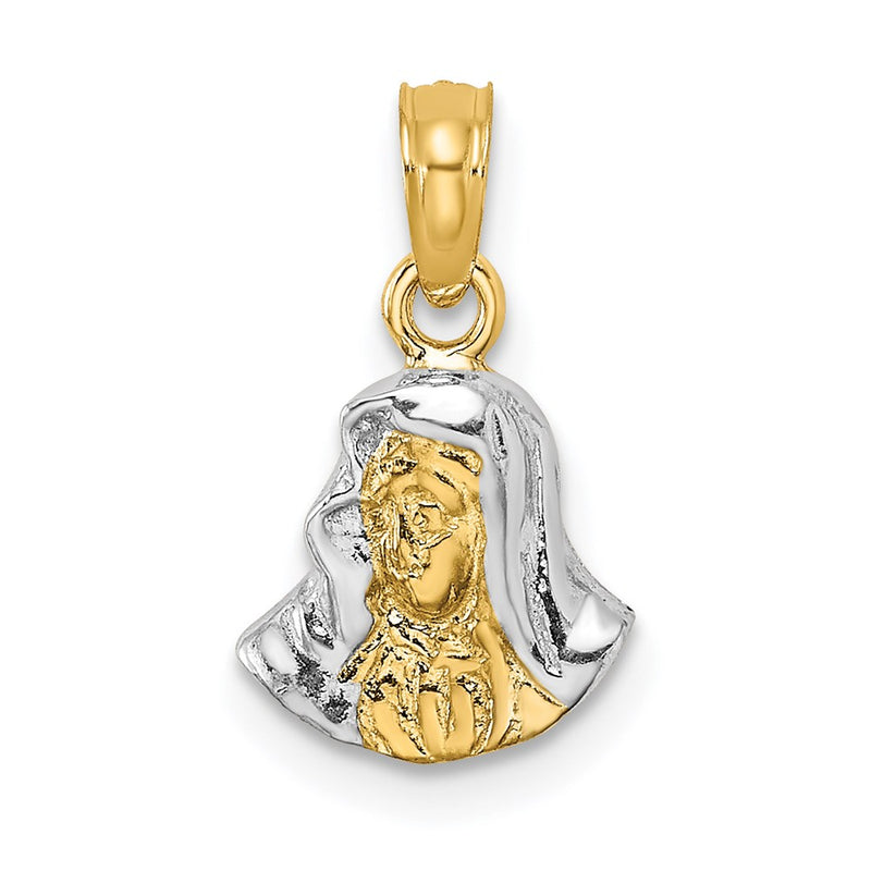 14K Yellow & Rhodium W/ Mary Mother Of Jesus Charm