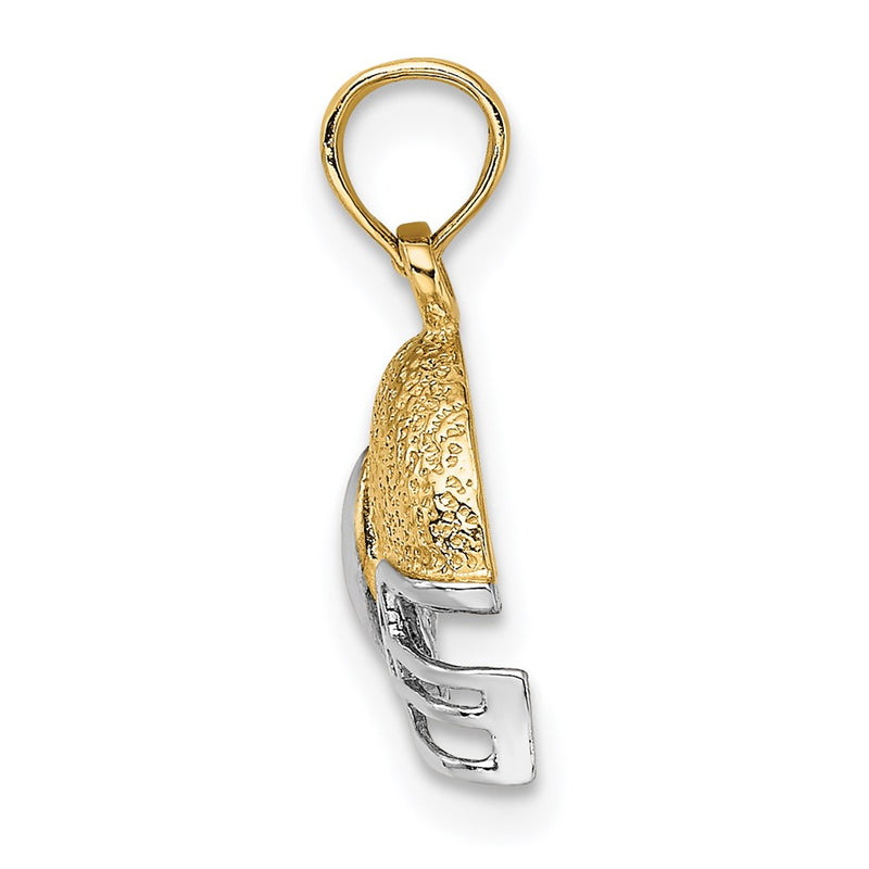 14K Yellow & Rhodium W/Rhodium Football Helmet Charm