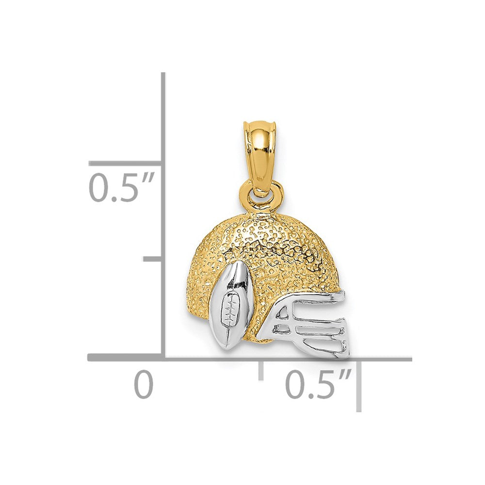 14K Yellow & Rhodium W/Rhodium Football Helmet Charm