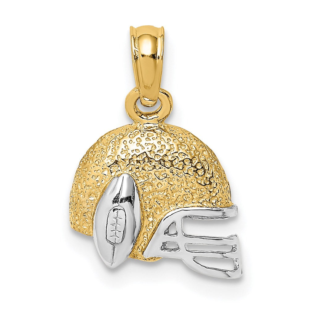 14K Yellow & Rhodium W/Rhodium Football Helmet Charm
