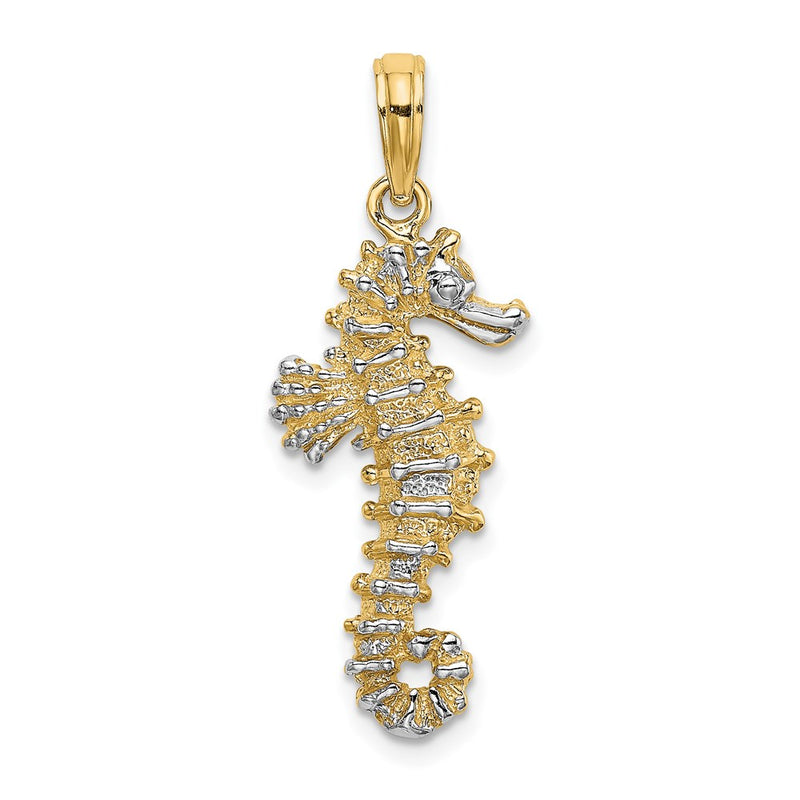 14k Yellow & Rhodium Gold with White Rhodium 3-D Seahorse Charm